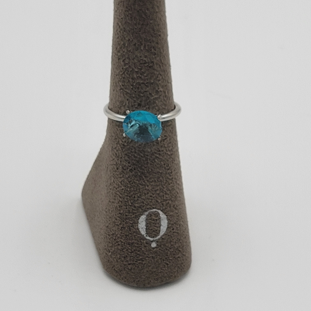 Modern Blue Glass Cocktail Statement Ring Size 7